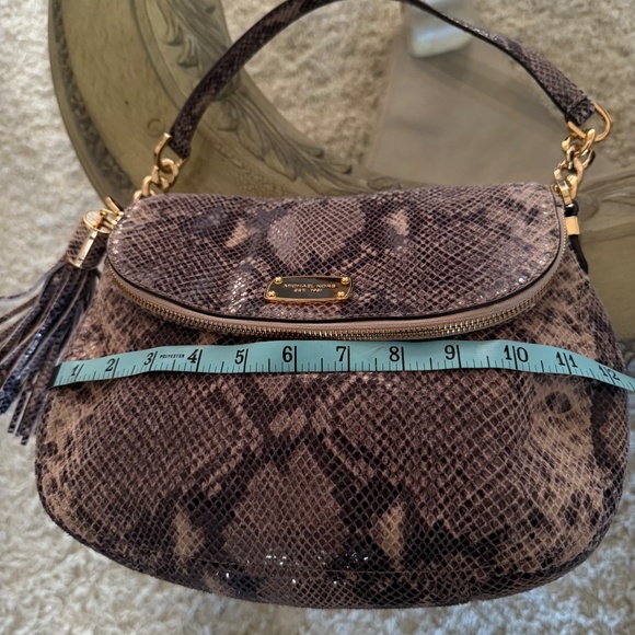 Michael Kors Bedford Crossbody Shoulder Bag Leather Python Embossed Handbag - Picture 12 of 14